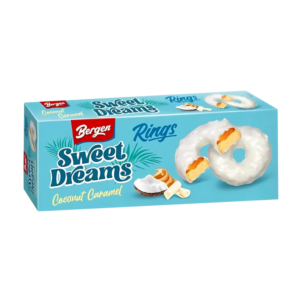 bergen white choco rings caramel & coconut 128g x18
