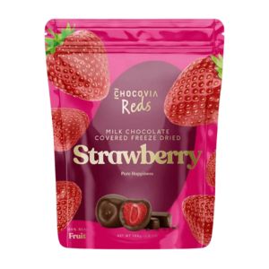 chocovia dark chocolate freeze dried strawberry 100g x16