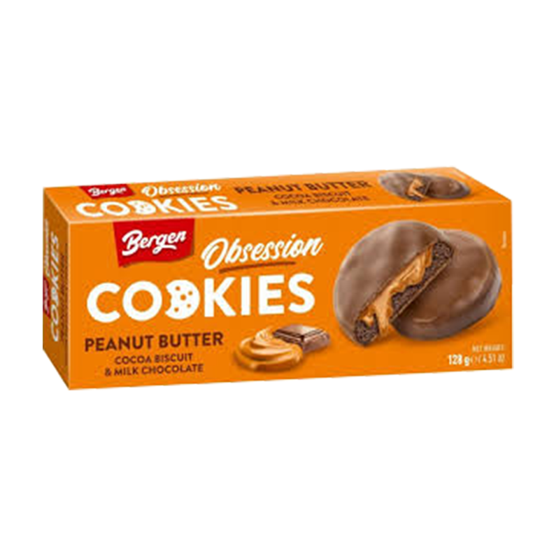 bergen obsession peanut butter cookies 128g x18 bergen obsession peanut butter cookies 128g x18