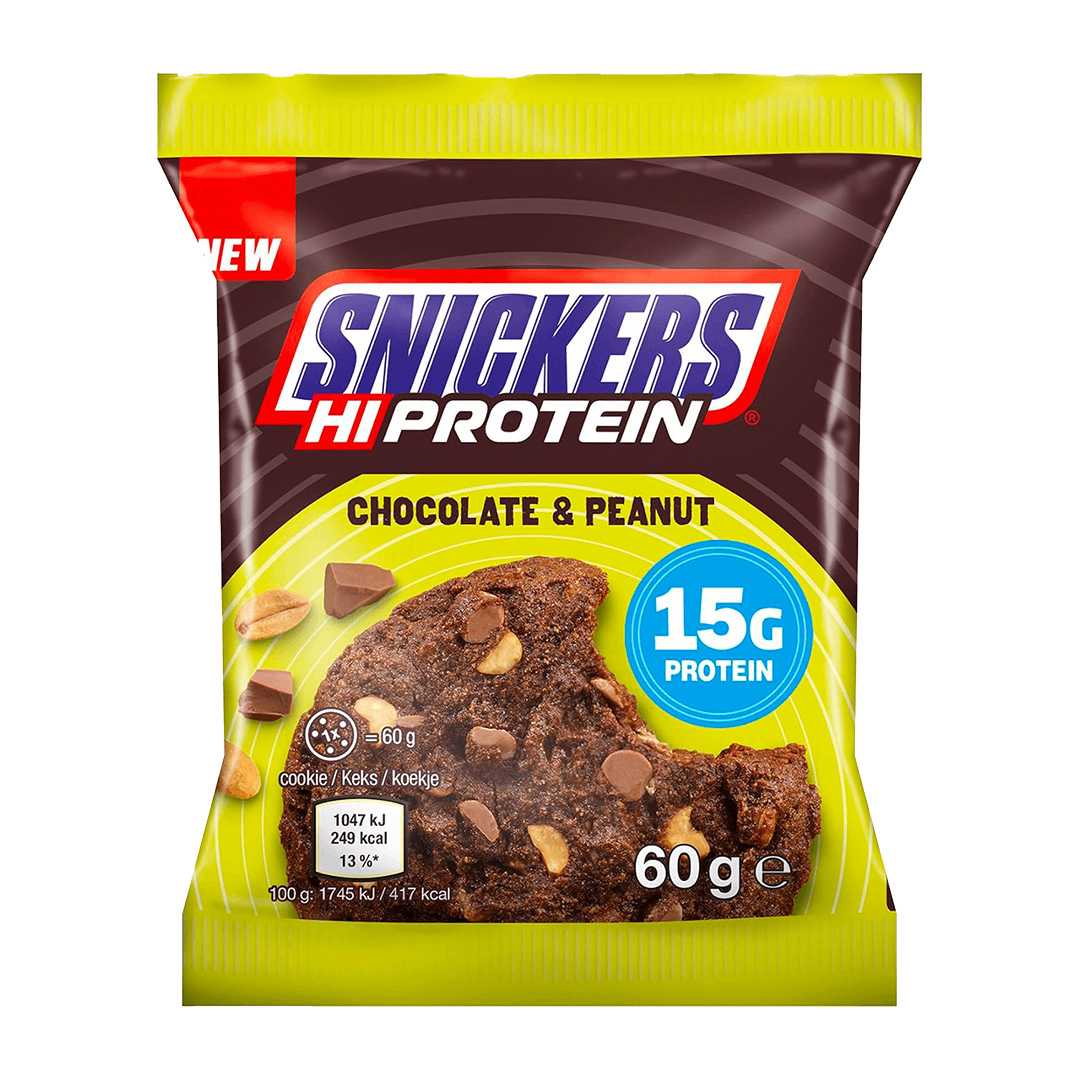 snickers hi protein cookie chocolate & peanut 60g x12 snickers hi protein cookie chocolate & peanut 60g x12
