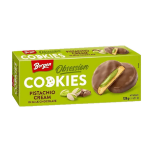 bergen obsession pistachio cream milk chocolate cookie 128g x18