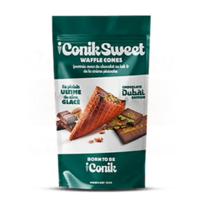 iconik sweet waffle cones chocolat lait creme pistache dubai 120g x6