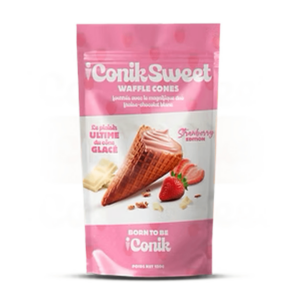 iconik sweet waffle cones fraise chocolat blanc 120g x6