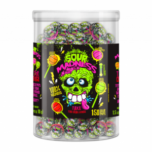 sour madness tubo sucettes 375g 4pces x1
